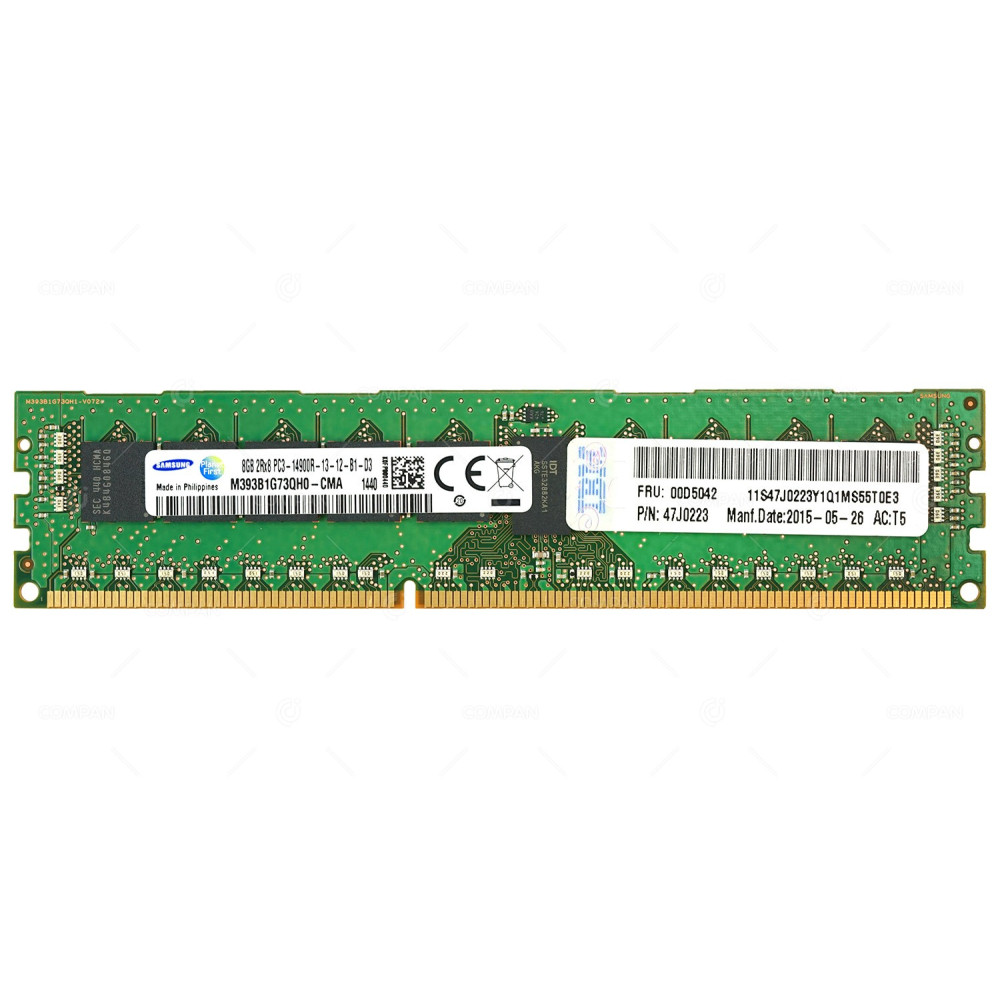 00D5042 IBM MEMORY 8GB 2RX8 PC3-14900R DDR3 00D5042 47J0223, M393B1G73QH0-CMA 47J0223, M393B1G73QH0-CMA